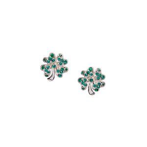 Green Glass Clover Stud Earrings